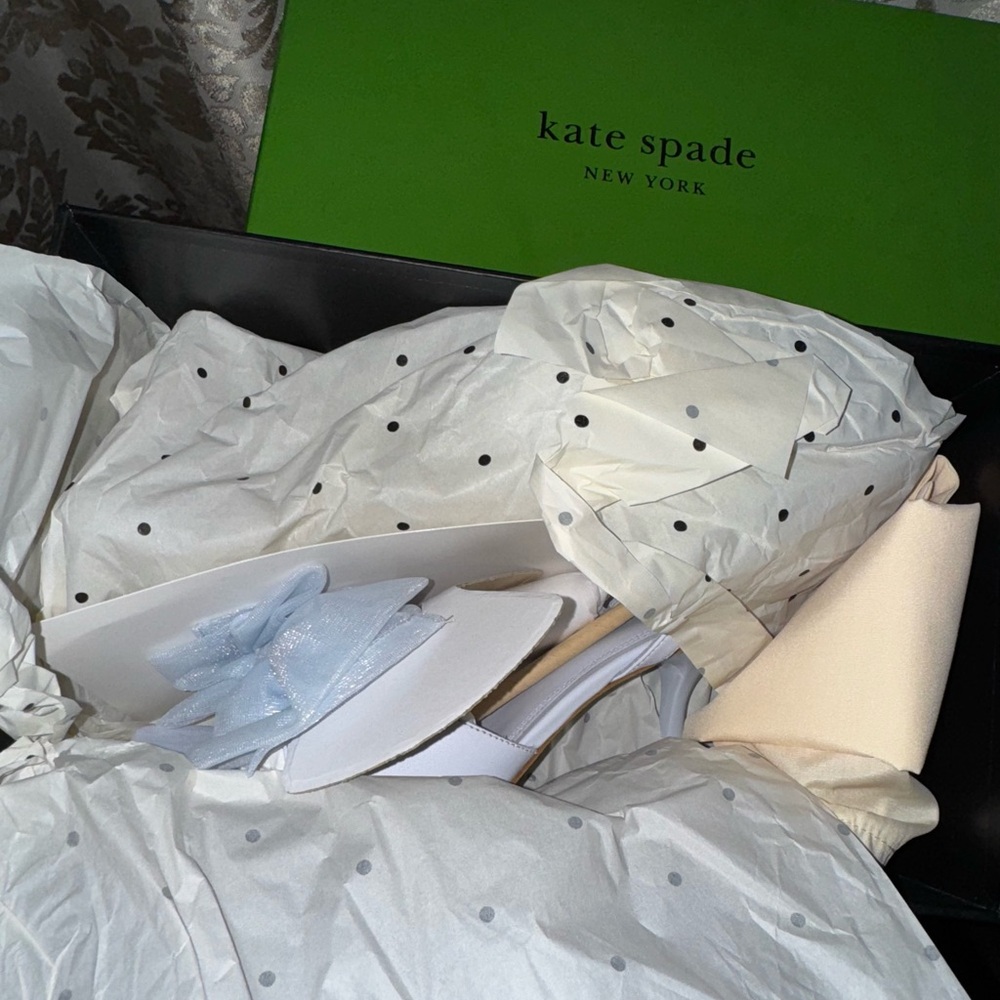 Kate Spade White Slingback Beau Slide Sandal 👡! $268 HOT 🔥! Bridal & MORE! 8 NIB - Picture 8 of 9